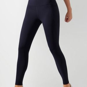 Lorna Jane Thermal Fleece-Lined Full Length Phone Pocket Leggings in French Navy